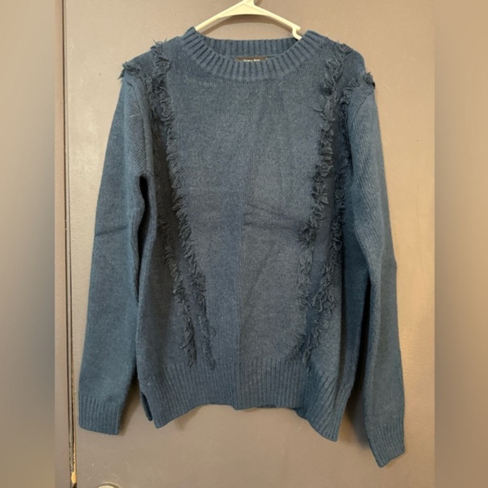 Doe and Rae Dark Teal Fringe Sweater NWOT